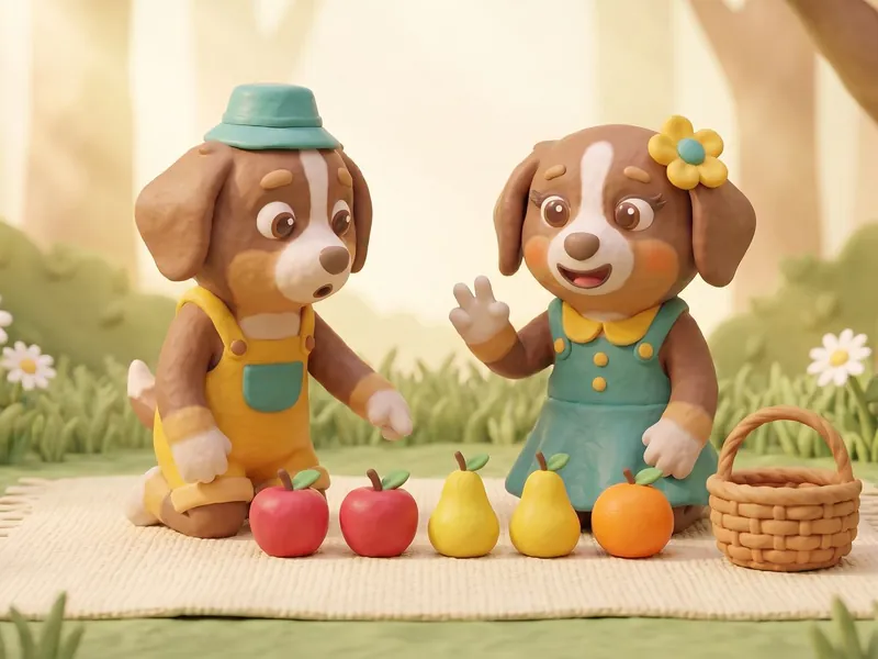 Nilo y Nila cuentan frutas en el jardín
