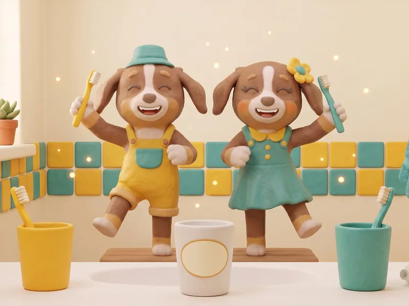Nilo y Nila celebran con sus cepillos de dientes